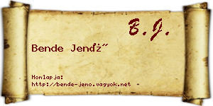 Bende Jenő névjegykártya